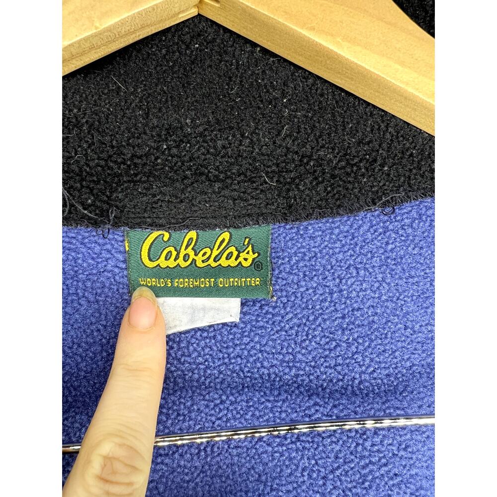 Vintage Cabela's Fleece Polartec Black Blue Made In USA ZIp Up Jacket - Picture 8 of 9
